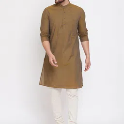 even Men Brown Thread Work Kurta-image-36
