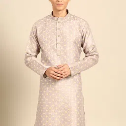 MANQ Woven Design Mandarin Collar Straight Kurta-image-83