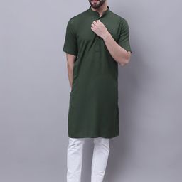 even Band Collar Pure Cotton Kurta-image-31