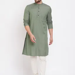 even Men Green Solid Kurta-picture-49