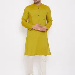 even Men Green Solid Kurta-picture-45