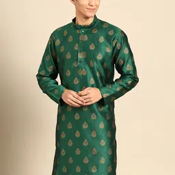 MANQ Ethnic Motifs Woven Design Straight Kurta-image-8