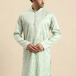 MANQ Embroidered Mandarin Collar Straight Kurta-image-44