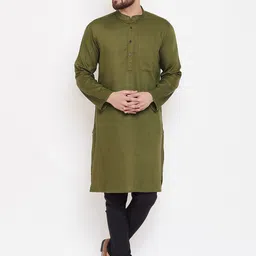 even Men Green Thread Work Kurta-picture-58