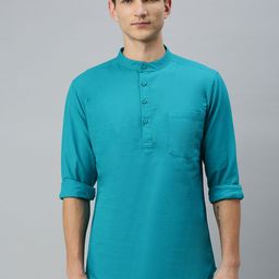 THE SOUL PATROL Band Collar Cotton Straight Kurta-image-49