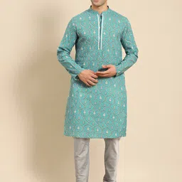 Amodh by Kisah Ethnic Motif Printed Mandarin Collar Straight Kurta-image-68
