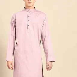 MANQ Geometric Woven Design Pure Cotton Straight Kurta-image-25