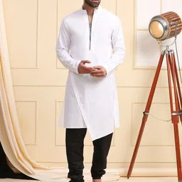 MIDAV Mandarin Collar Cotton Asymmetric A-Line kurta-picture-30