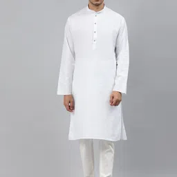 MANQ Men White Solid Kurta-image-24