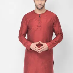 DEYANN Men Red Cotton Kurta-18