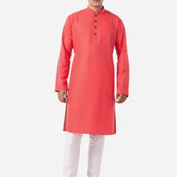 THE KURTA COMPANY Mandarin Collar Cotton Kurta-picture-36