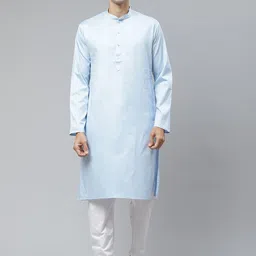 MANQ Men Blue Thread Work Kurta-image-10