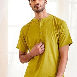 VASTRAMAY Mandarin Collar Short Sleeves Cotton Straight Short Kurta-picture-13