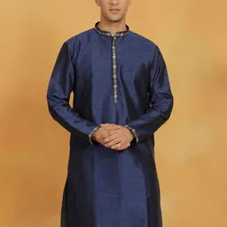 VASTRAMAY Mandarin Collar Thread Work Straight Kurta-image-36