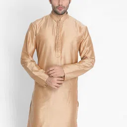 VASTRAMAY Men Rose Gold Thread Work Kurta-picture-14
