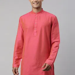 TATTVA Men Coral Solid Kurta-image-42