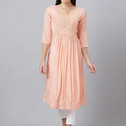 Globus Geometric Printed Sequinned A-Line Kurta image 1