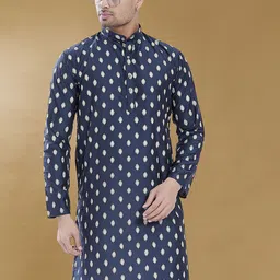 DIVISIVE Mandarin Collar Abstract Printed Thread Work Straight Kurta-image-25