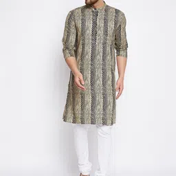 even Men Multicoloured Geometric Printed Thread Work Kurta-19