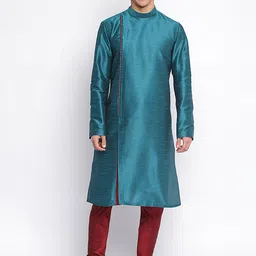 Sanwara Men Green Flared Sleeves Thread Work Kurta-picture-58