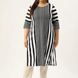Amydus Plus Size Round Neck Striped Kurta-52