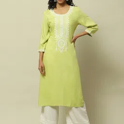 Rangriti Round Neck Embroidered Thread Work Straight Kurta-picture-40