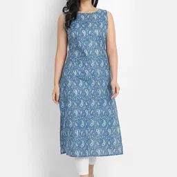 SUTI Women Paisley Printed Sleeveless Cotton Kurta-picture-37