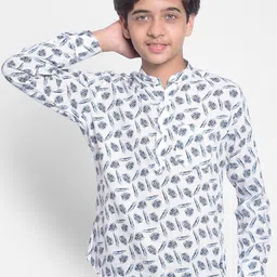 Crimsoune Club Boys Floral Printed Mandarin Collar Kurta-53