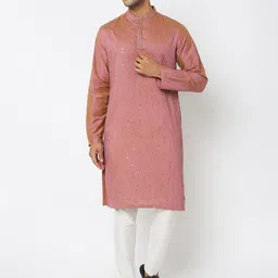 Ethnicity Striped Embroidered Sequinned Mandarin Collar Kurta-picture-47