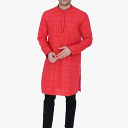 Kuons Avenue Men Maroon Woven Design Kurta-image-81