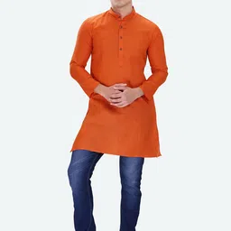 RG DESIGNERS Men Orange Kurta-55