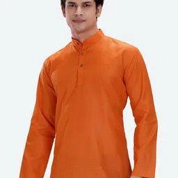 RG DESIGNERS Men Orange Solid Waist Length Kurta-picture-28