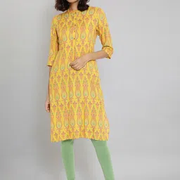 W Women Yellow Thread Work Kurta-image-24