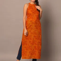 Meeranshi Bandhani Printed Halter Neck Cotton Straight Kurta-image-75