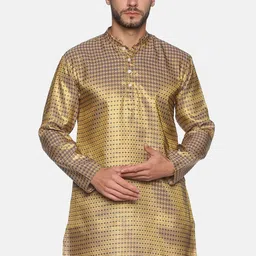 Sethukrishna Men Blue Geometric Thread Work Kurta-picture-53