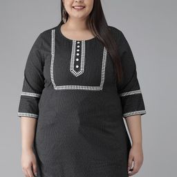 KALINI Plus Size Striped Straight Kurti-23