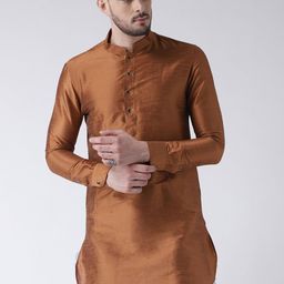 DEYANN Men Copper-Toned Solid Dupion Silk Kurta-picture-31