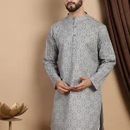 Anouk Mandarin Collar Long Sleeves Ethnic Motifs Cotton Kurta-picture-23