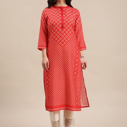 Varanga Geometric Printed Thread Work Straight Kurta-image-27
