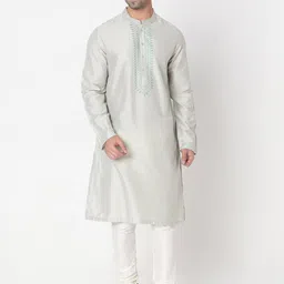 Ethnicity Ethnic Yoke Design Mandarin Collar Long Sleeves Mirror Work Straight Kurta-image-73