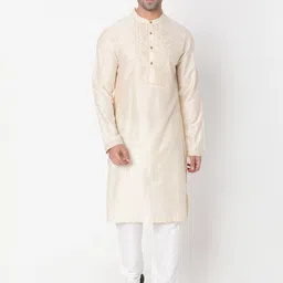 Ethnicity Floral Yoke Design Mandarin Collar Embroidered Straight Kurta-image-86