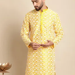 Anouk Floral Embroidered Regular Silk Cotton Straight Kurta-picture-17
