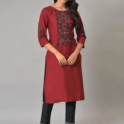 W Women Ethnic Motifs Yoke Design Thread Work Indie Prints Kurta-42