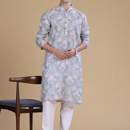 Anouk Floral Printed Mandarin Collar Cotton Straight Kurta-picture-15