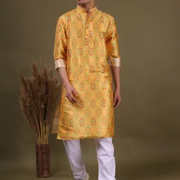 SHIWAM ETHNIX Ethnic Motifs Printed Pure Silk Kurta-image-74