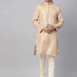 SOJANYA Ethnic Motifs Woven Design Mandarin Collar Kurta-image-62