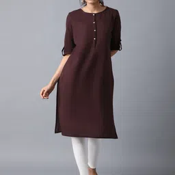 W Women Round Neck Solid Kurta-46