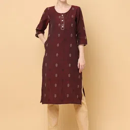 aayusika Paisley Thread Work Art Silk & Trim Work Straight Kurta-image-72