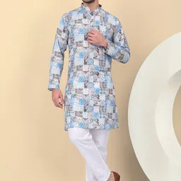 KRAFT INDIA Men Printed Thread Work Kurta-image-95