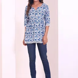 Smartyhub Abstract Printed Empire Notch Neck Anarkali Kurti-picture-16